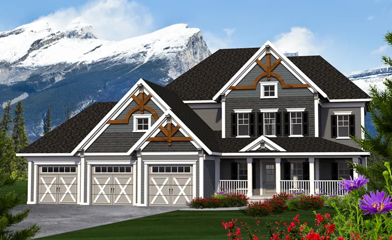 Farmhouse Plan Front of Home - Roberts Creek Craftsman Home 051D-0821 - Shop House Plans and More