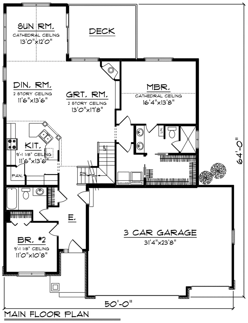 Arts & Crafts House Plan First Floor - Carlisle Craftsman Home 051D-0837 - Search House Plans and More