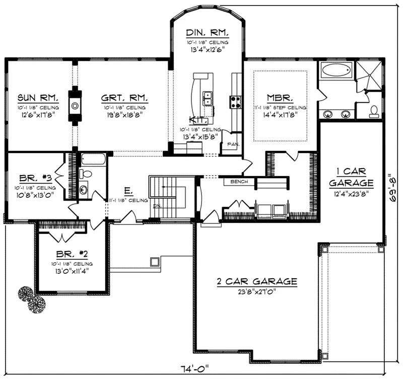 Ranch House Plan First Floor - Bisbee Lane Craftsman Home 051D-0839 - Search House Plans and More