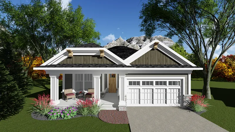 Ranch House Plan Front of Home - Leland Bay Craftsman Ranch Home 051D-0850 - Shop House Plans and More