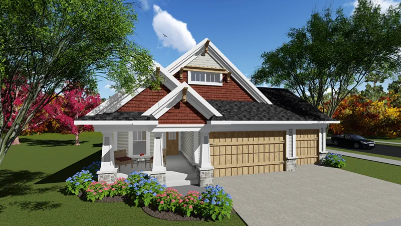 Ranch House Plan Front of Home - Nelton Craftsman Ranch Home 051D-0851 - Shop House Plans and More