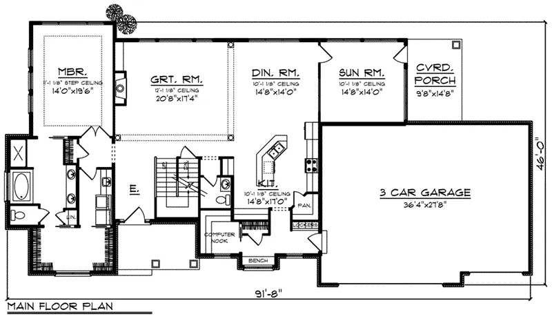 Craftsman House Plan First Floor - York Traditional Home 051D-0876 - Shop House Plans and More