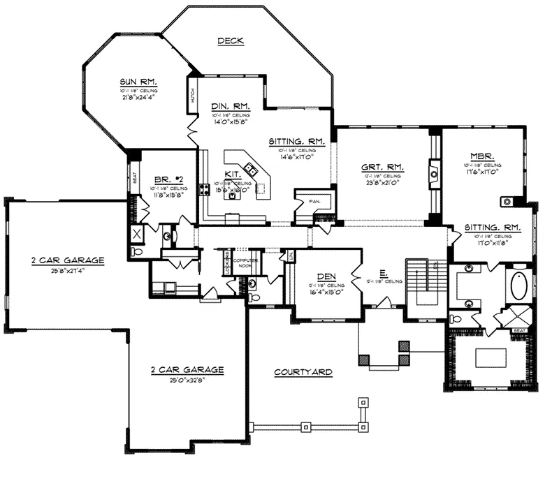 Craftsman House Plan First Floor - Fairpark Luxury Ranch Home 051D-0883 - Search House Plans and More