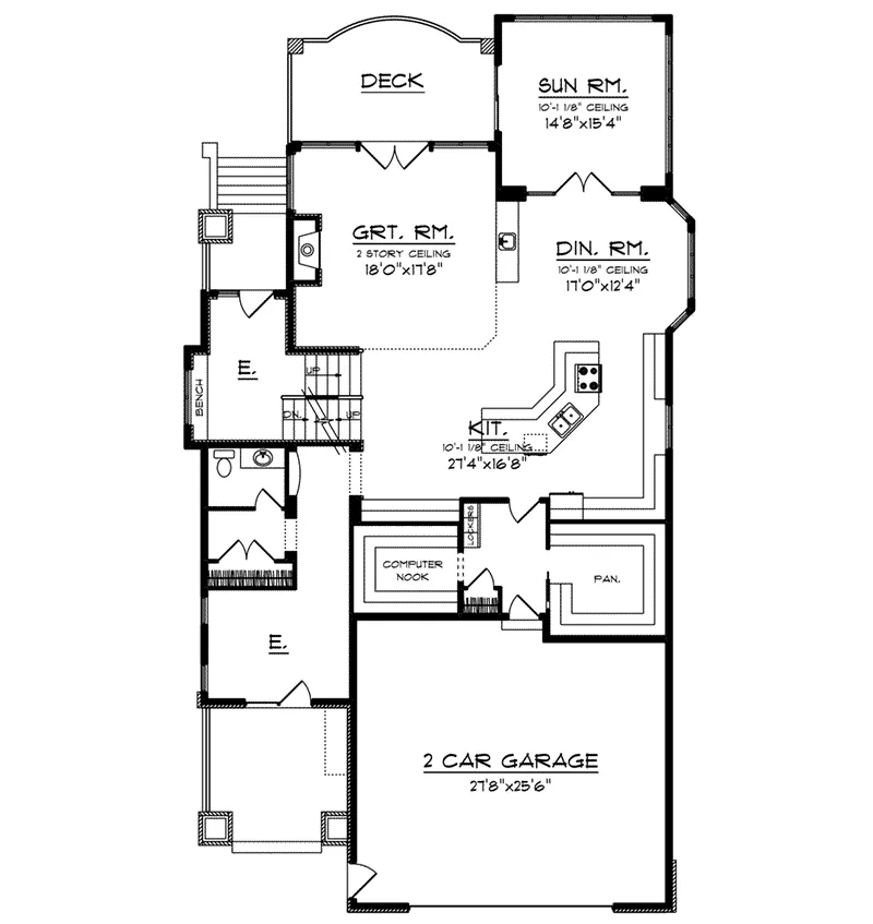 Mountain House Plan First Floor - Owen Point Craftsman Home 051D-0915 - Shop House Plans and More
