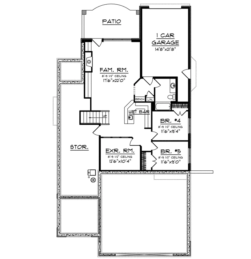 Bungalow Home Plan Lower Level 051D-0915