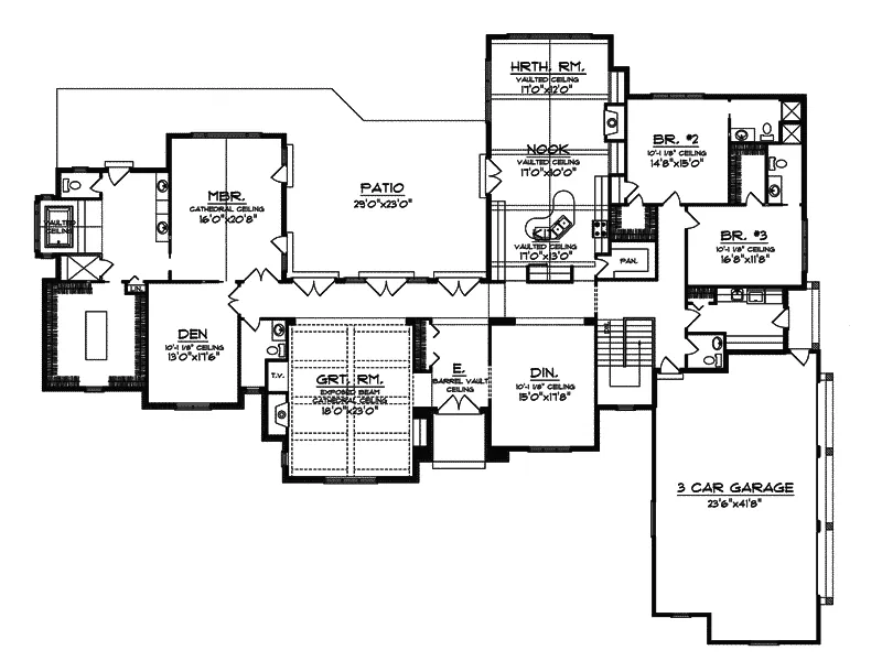 Modern House Plan First Floor - Maxwell Manor Ranch Home 051S-0008 - Shop House Plans and More