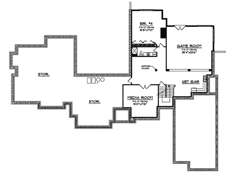 Modern House Plan Lower Level Floor - Maxwell Manor Ranch Home 051S-0008 - Shop House Plans and More