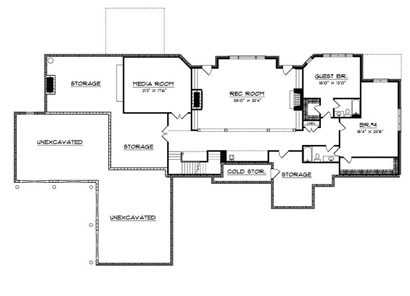Modern House Plan Lower Level Floor - Schoettler Country French Home 051S-0020 - Shop House Plans and More
