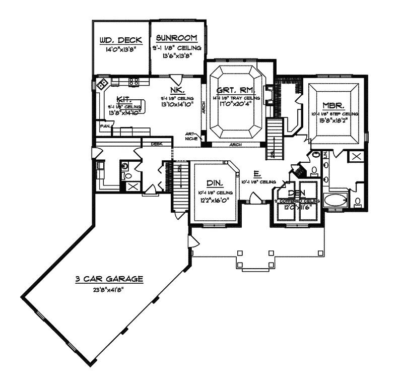 Craftsman House Plan First Floor - Marmande Luxury Ranch Style Home 051S-0048 - Shop House Plans and More