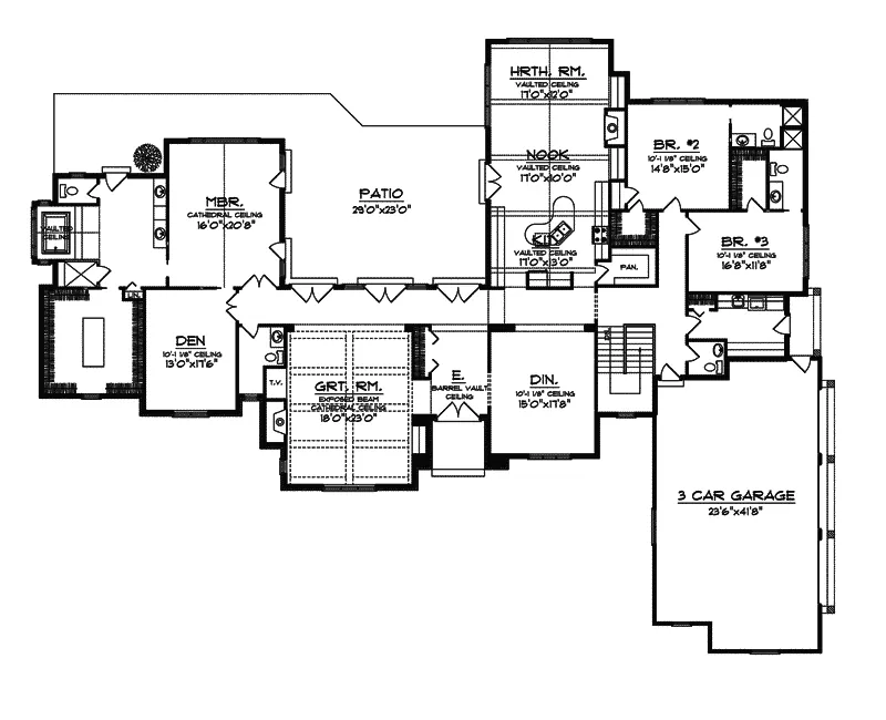Ranch House Plan First Floor - Maryhill European Ranch Home 051S-0055 - Shop House Plans and More