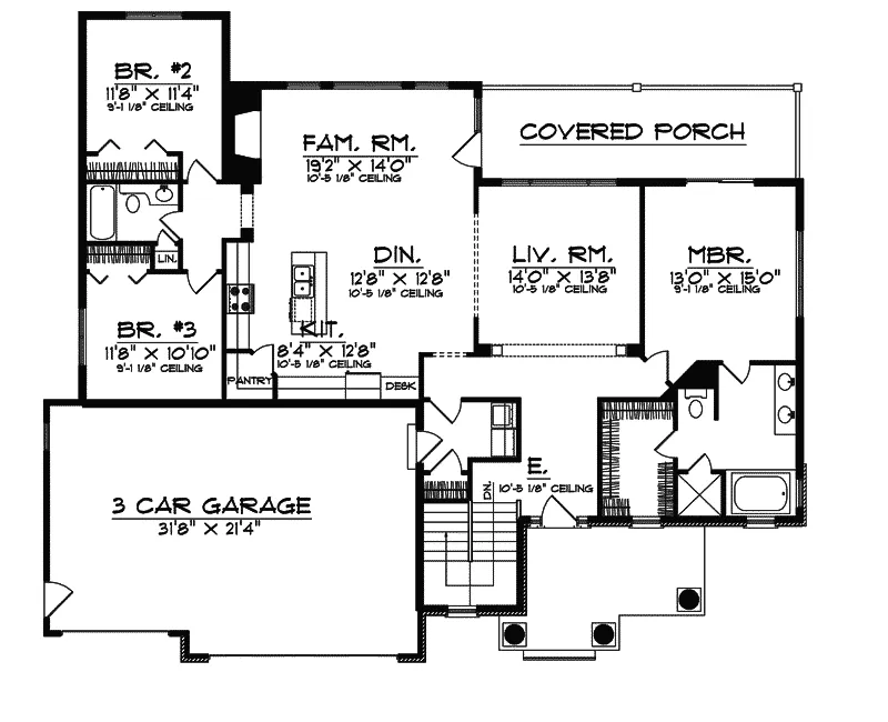 Southwestern House Plan First Floor - Columbiana Luxury Home 051S-0067 - Search House Plans and More