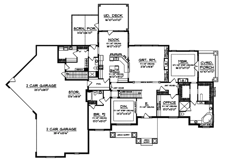 Ranch House Plan First Floor - Bacara Luxury Home 051S-0092 - Search House Plans and More