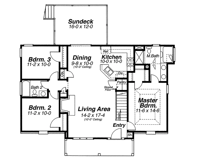 Ranch House Plan First Floor - Roxbury Run Neoclassical Home 052D-0005 - Shop House Plans and More
