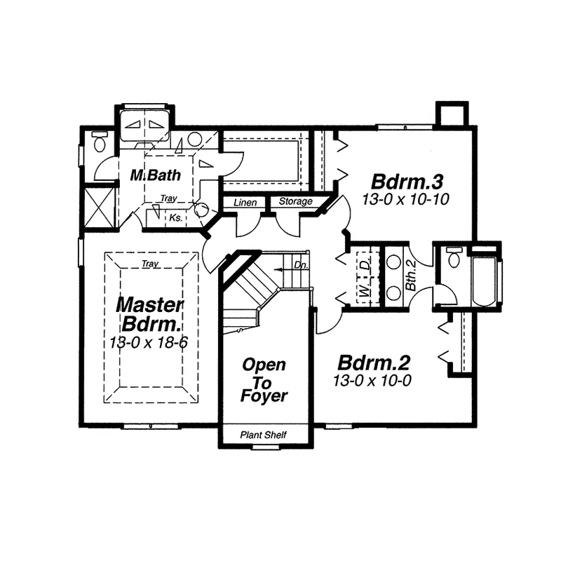 Farmhouse Plan Second Floor - Belle Harbor Traditional Home 052D-0063 - Search House Plans and More