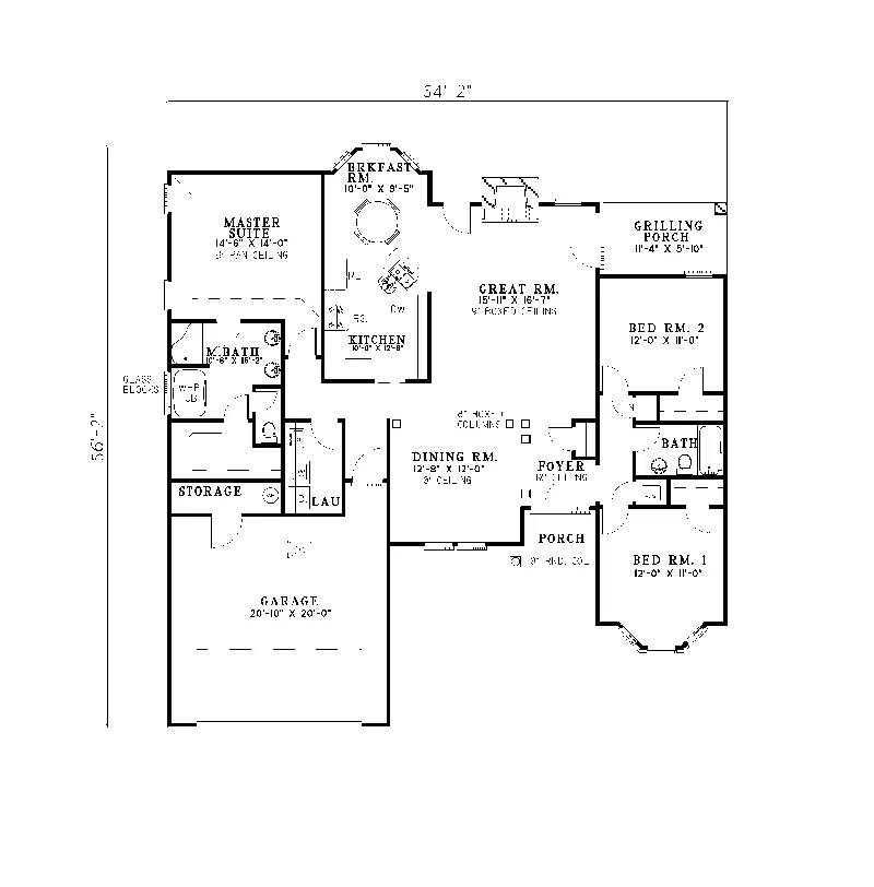 Traditional House Plan First Floor - Augusta Hill Traditional Home 055D-0034 - Search House Plans and More