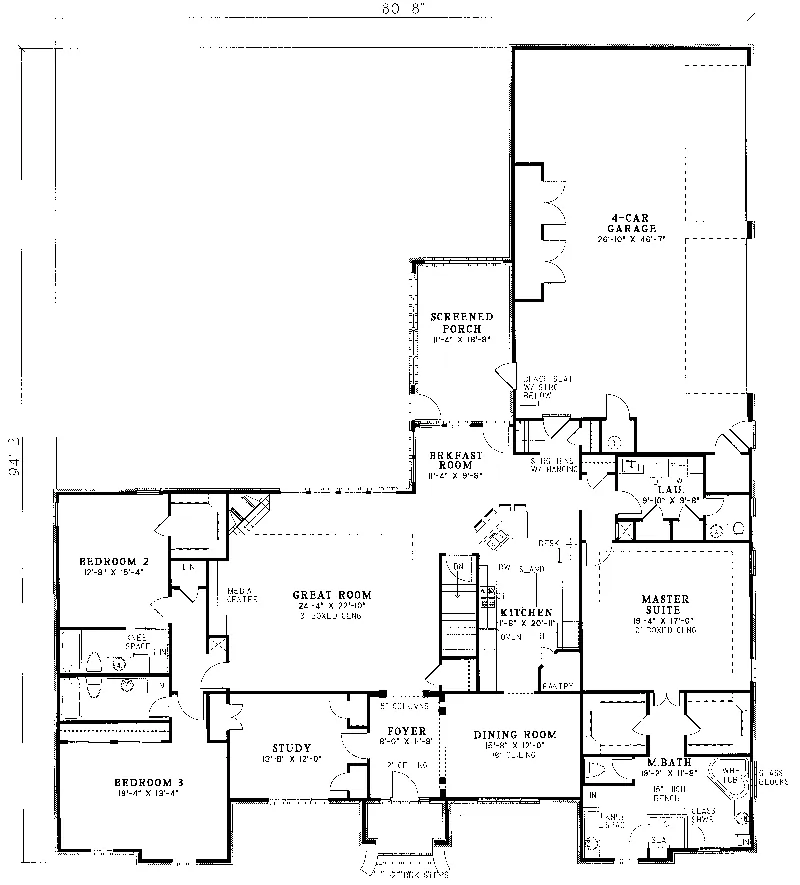 Ranch House Plan First Floor - Diversey Luxury Ranch Home 055D-0047 - Search House Plans and More