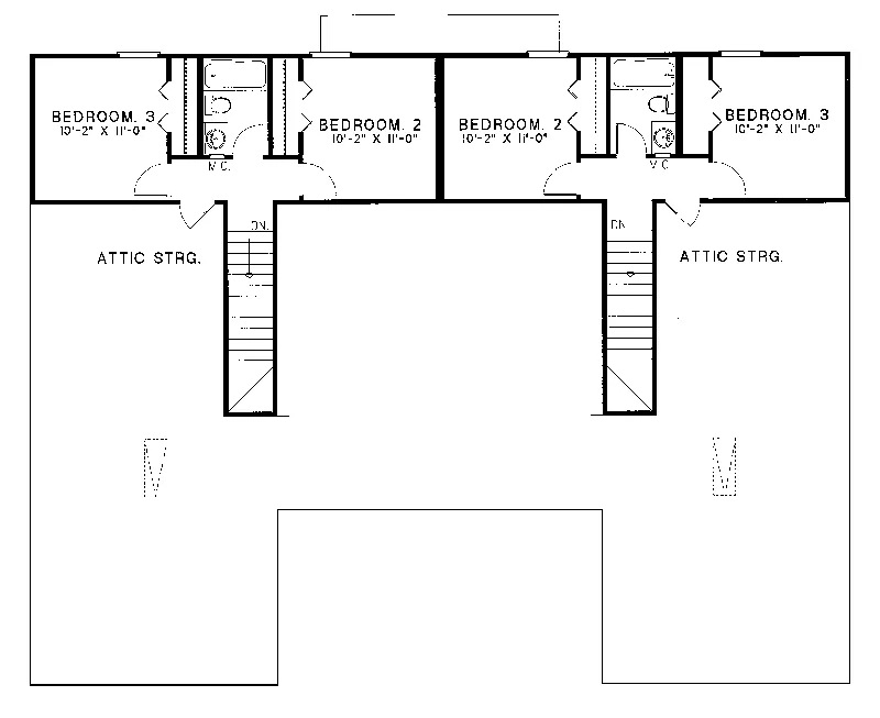 Multi-Family House Plan Second Floor - Wilthen Ranch Duplex 055D-0057 - Shop House Plans and More