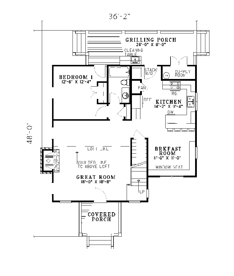Lake House Plan First Floor - Verden Country Cabin Home 055D-0070 - Shop House Plans and More