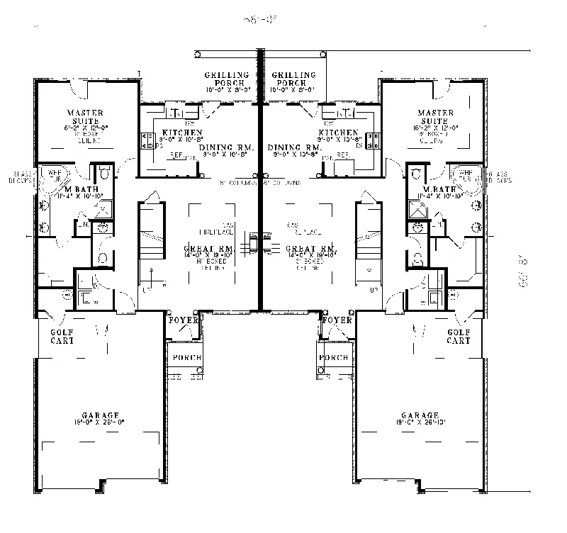Cape Cod & New England House Plan First Floor - Waldorf Spacious Ranch Duplex 055D-0079 - Shop House Plans and More