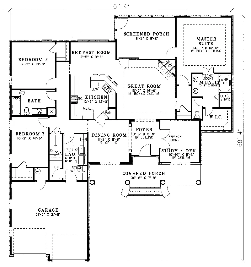 Ranch House Plan First Floor - Kingsmount Traditional Home 055D-0083 - Search House Plans and More