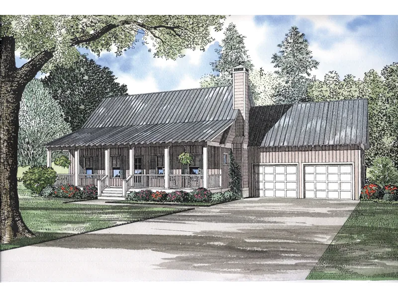 Casual Cabin Style Home With Deep Covered Front Porch