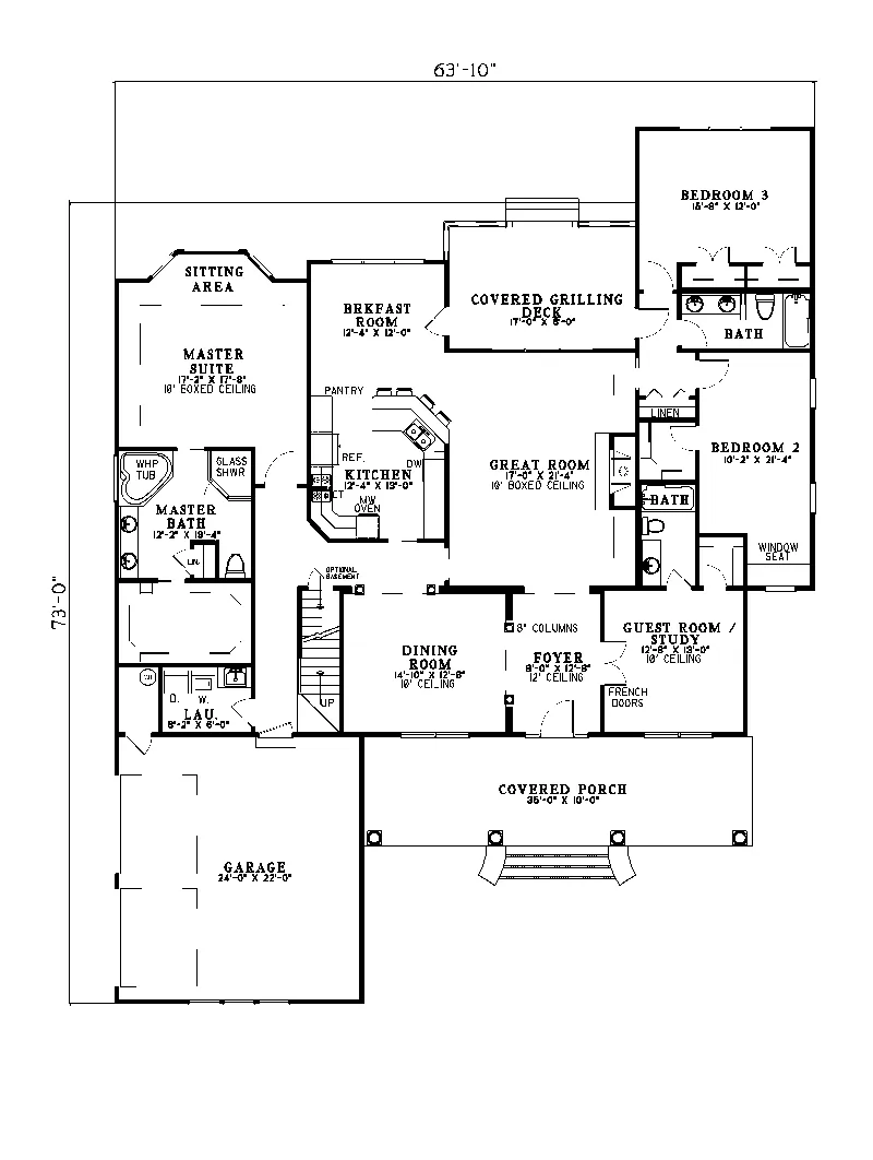 Ranch House Plan First Floor - Johnson Creek Traditional Home 055D-0103 - Search House Plans and More