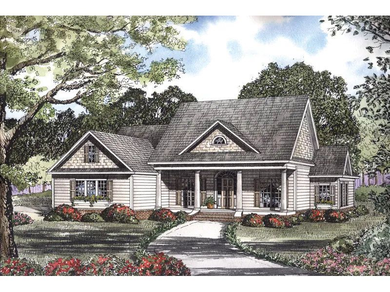 Ranch House Plan Front of Home - Johnson Creek Traditional Home 055D-0103 - Search House Plans and More