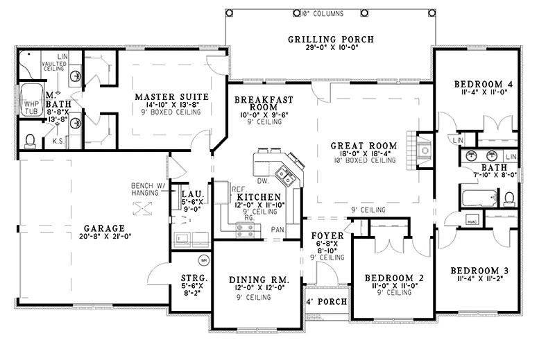 Ranch House Plan First Floor - Lions Bay Ranch Home 055D-0110 - Shop House Plans and More