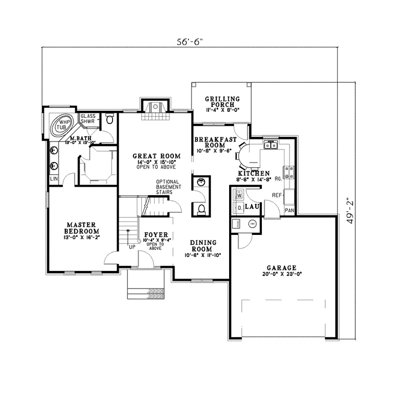 Traditional House Plan First Floor - Oxford Crest Traditional Home 055D-0112 - Shop House Plans and More