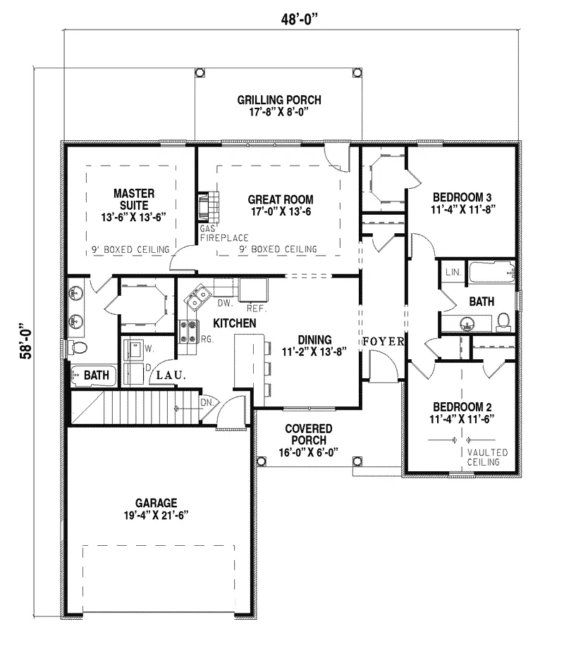 Traditional House Plan First Floor - Winona Ridge Ranch Home 055D-0123 - Shop House Plans and More