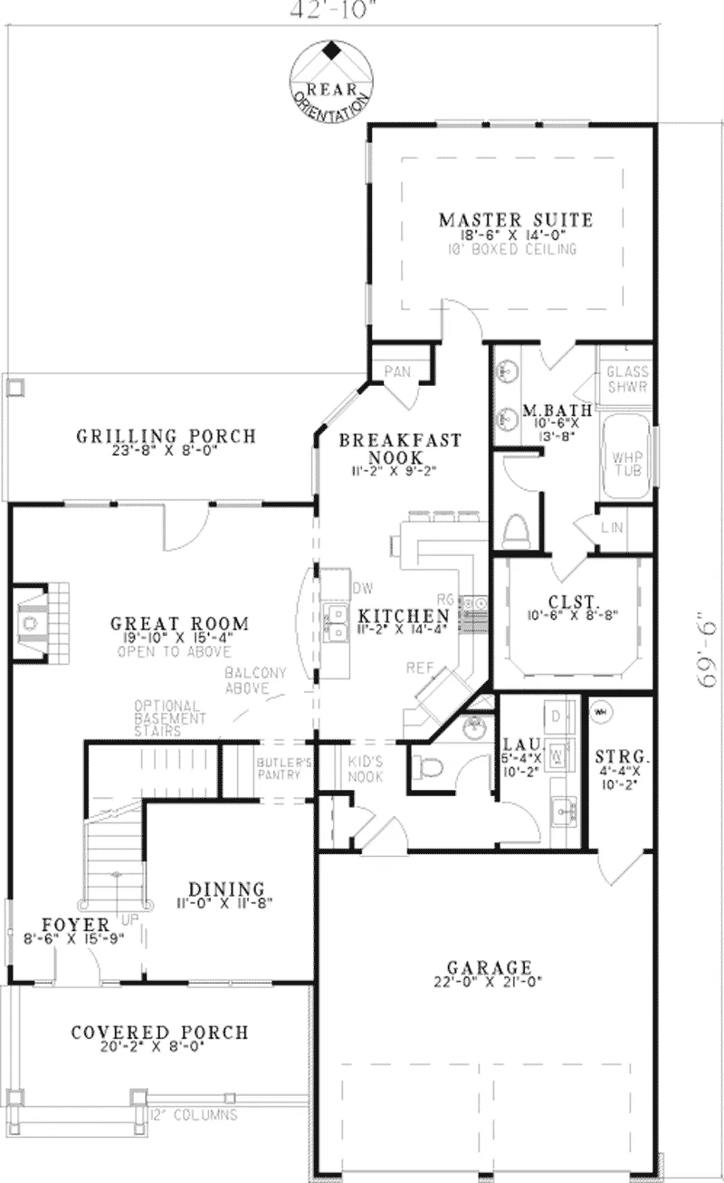Country House Plan First Floor - Knight Hollow Craftsman Home 055D-0138 - Search House Plans and More