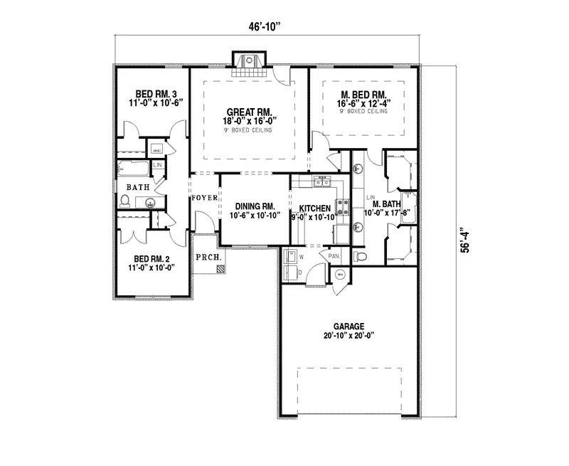 European House Plan First Floor - Bissell Ranch Home 055D-0148 - Search House Plans and More