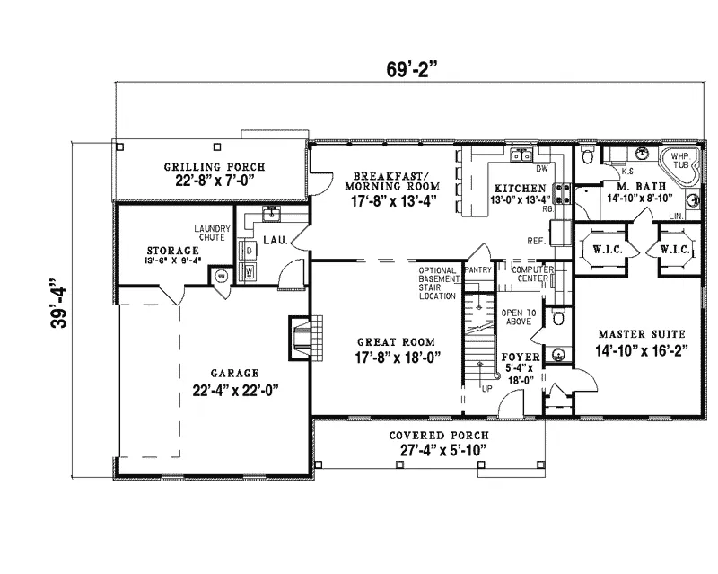 Southern House Plan First Floor - Blake Southern Colonial Home 055D-0191 - Search House Plans and More