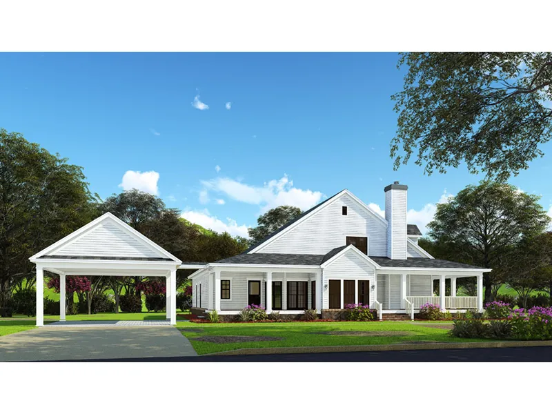 Traditional House Plan Side View Photo 01 - Casalone Ridge Ranch Home 055D-0196 - Search House Plans and More