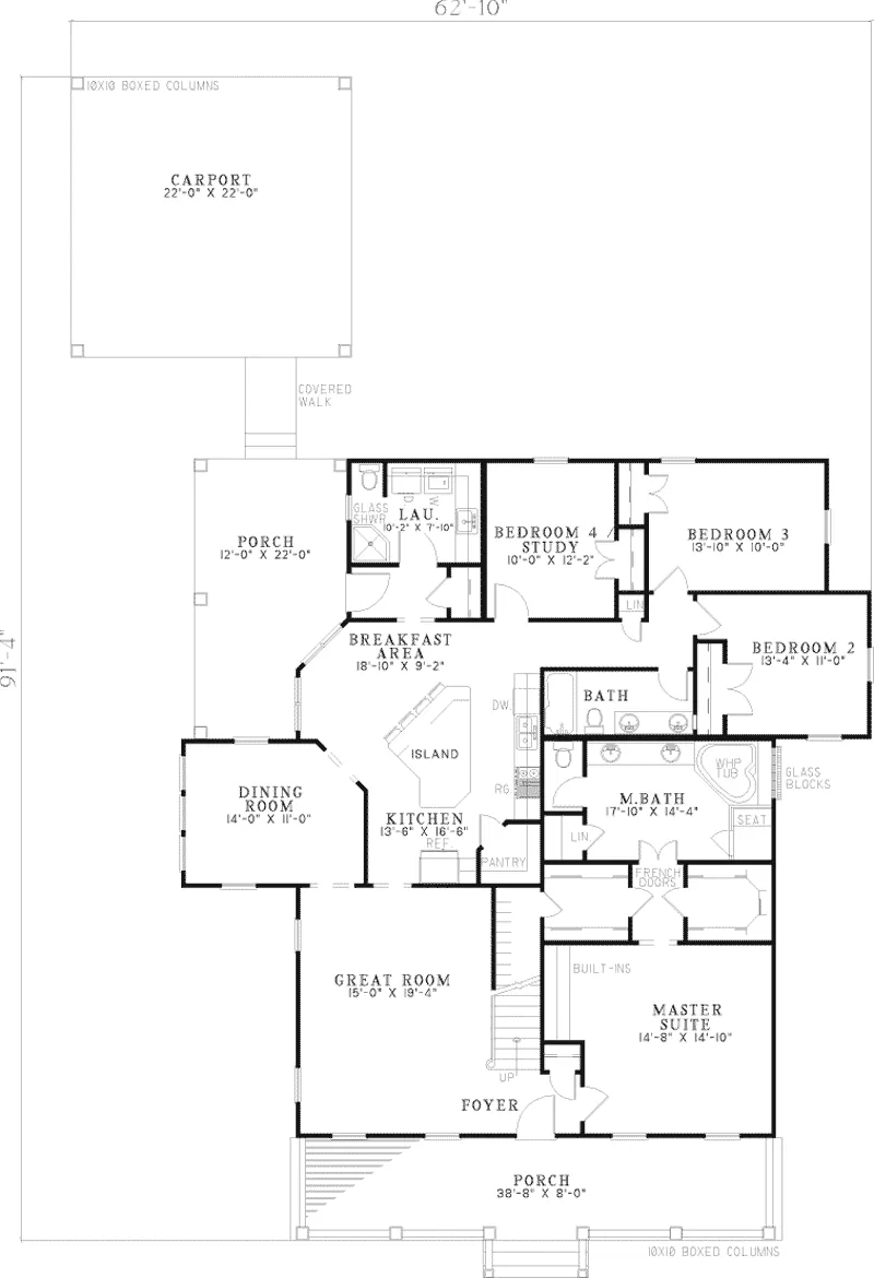Farmhouse Plan First Floor - Morwenna Country Home 055D-0198 - Shop House Plans and More