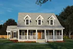 Southern Country Style House With Charming Covered Porch And Triple Dormers