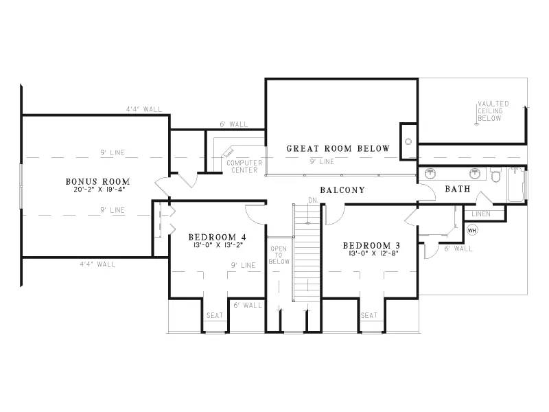 Traditional Home Plan Second Floor 055D-0212