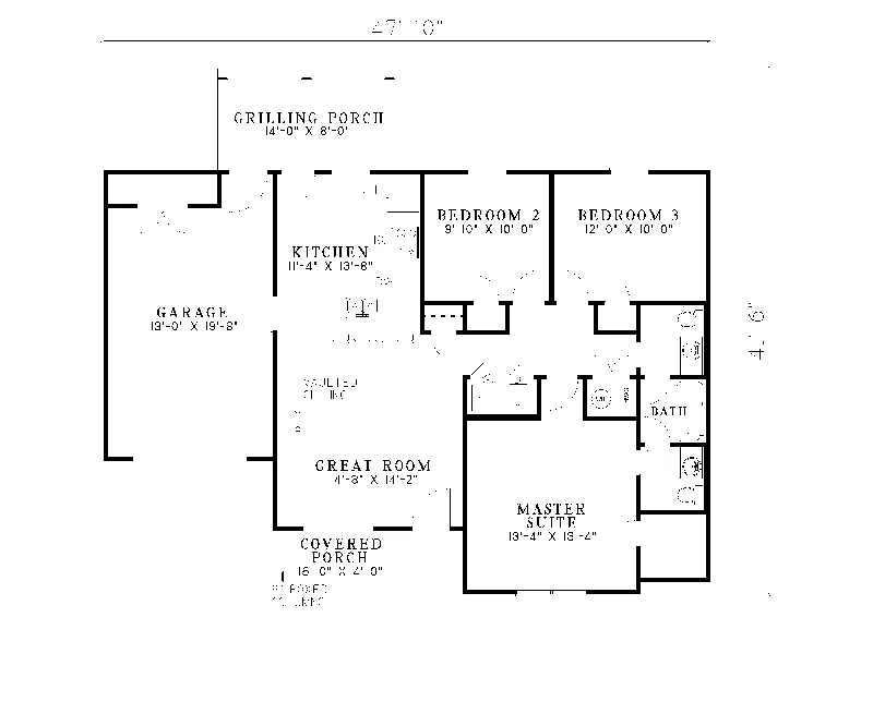 Contemporary House Plan First Floor - Stallion Country Ranch Home 055D-0221 - Shop House Plans and More