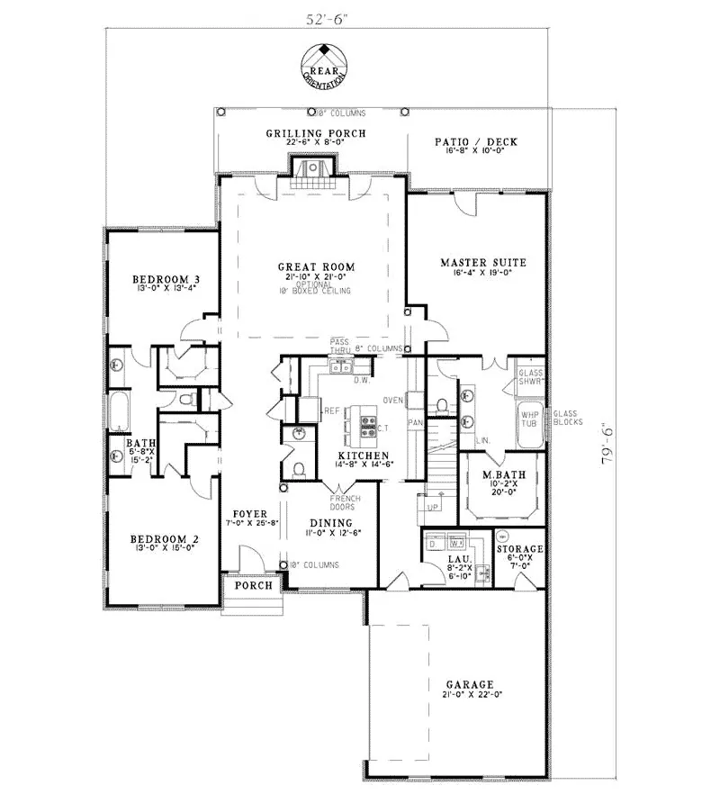 Traditional House Plan First Floor - Lynncliff Ranch Home 055D-0249 - Shop House Plans and More