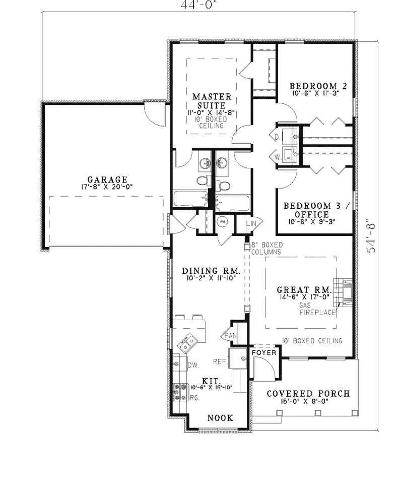 Southern House Plan First Floor - Milbridge Southern Home 055D-0294 - Shop House Plans and More