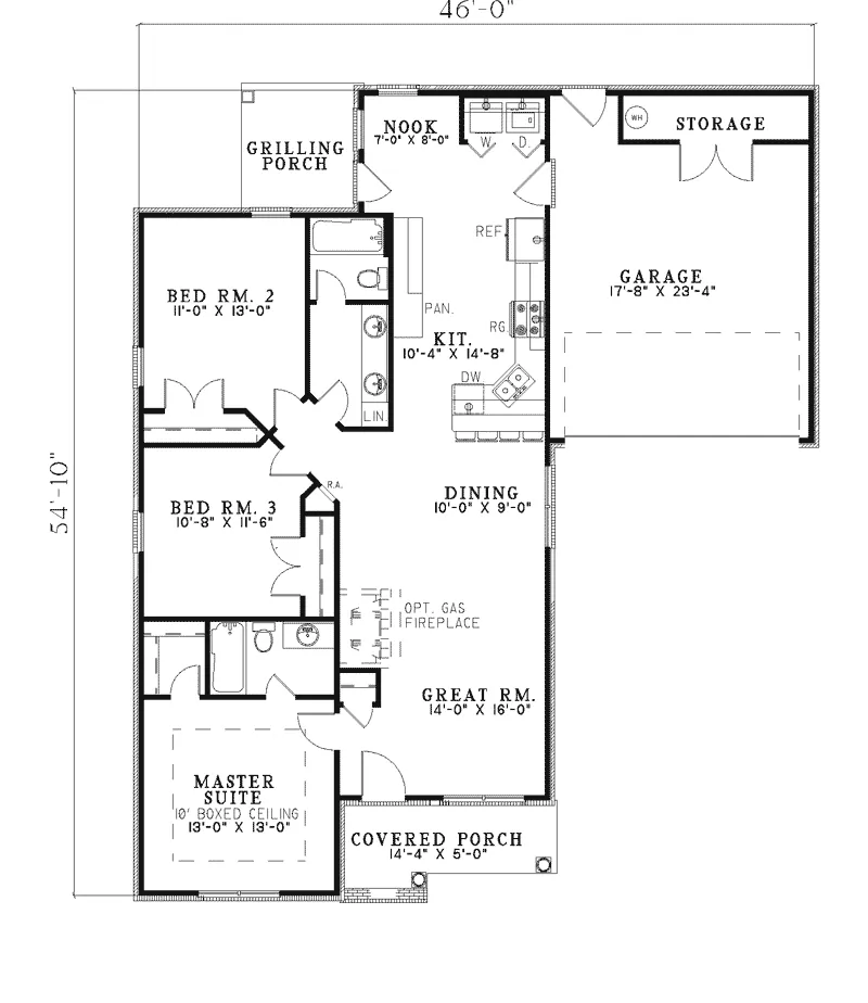 Ranch House Plan First Floor - Horatio Ranch Home 055D-0295 - Search House Plans and More