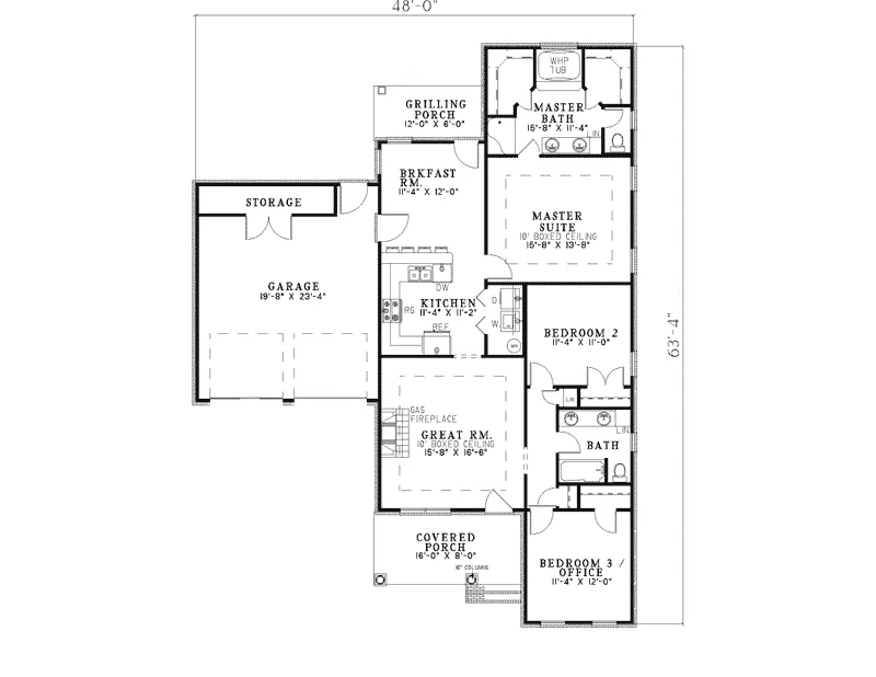 Craftsman House Plan First Floor - Orland Ranch Home 055D-0301 - Shop House Plans and More