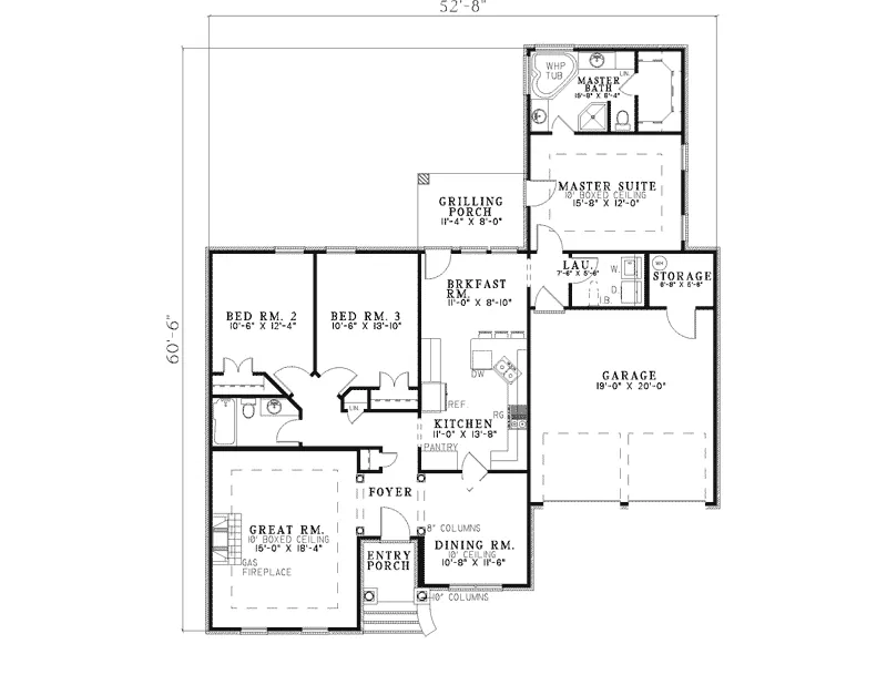 Ranch House Plan First Floor - Summerpier Traditional Home 055D-0303 - Shop House Plans and More