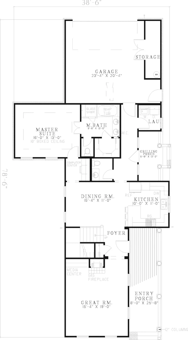 Farmhouse Plan First Floor - Dothan Ridge Country Farmhouse 055D-0307 - Search House Plans and More