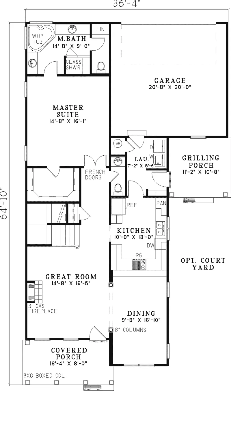 Colonial House Plan First Floor - Josyln Narrow Lot Home 055D-0310 - Search House Plans and More