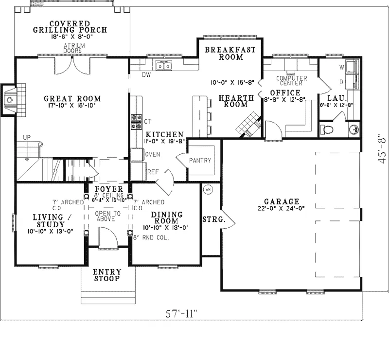 Arts & Crafts House Plan First Floor - Eldridge Traditional Home 055D-0316 - Search House Plans and More