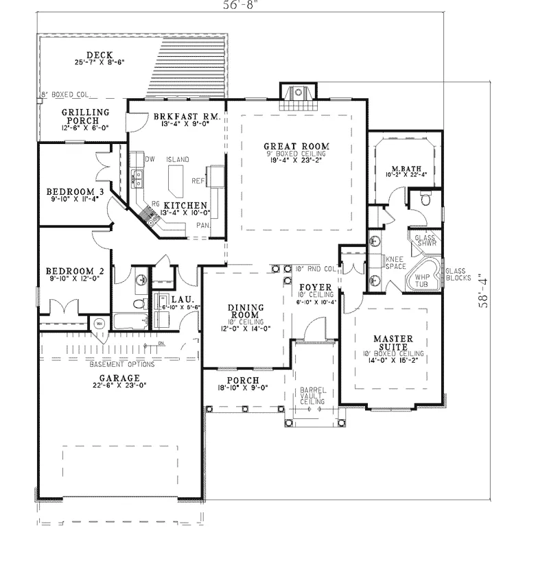 Southern House Plan First Floor - Trostberg Ranch Home 055D-0322 - Shop House Plans and More