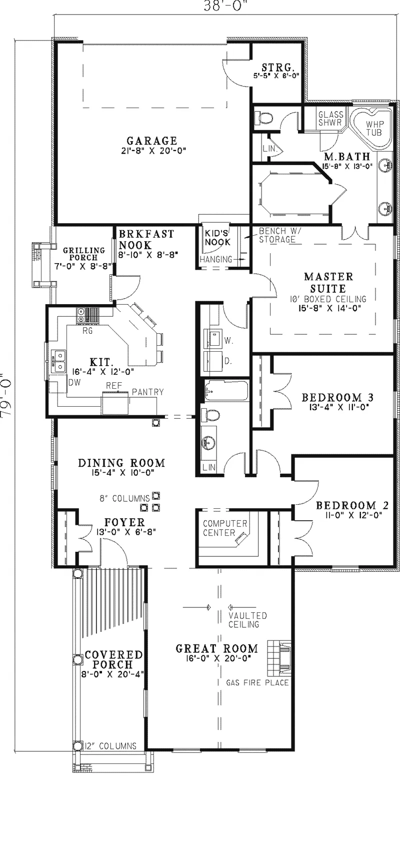 Country House Plan First Floor - Massabelle Colonial Home 055D-0328 - Shop House Plans and More