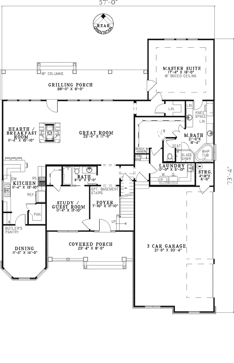 Traditional House Plan First Floor - Northmoor Shingle Style Home 055D-0343 - Shop House Plans and More