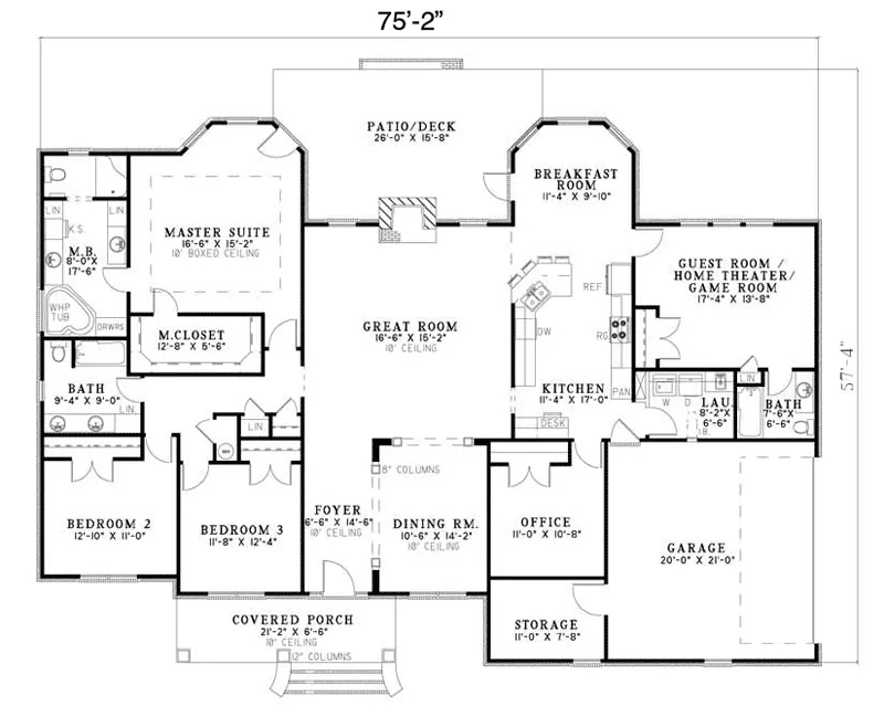 Traditional House Plan First Floor - Glover Ranch Home 055D-0345 - Search House Plans and More